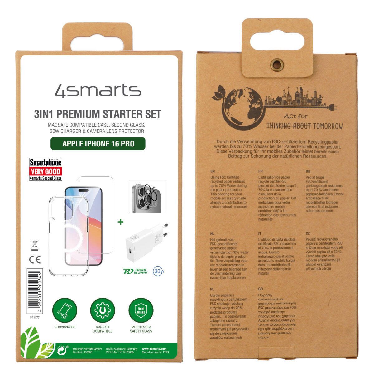 4smarts 3in1 Premium Starter Set für Apple iPhone 16 Pro MagSafe-kompatibel 4smarts 3in1 Premium Starter Set für Apple iPhone 16 Pro MagSafe-kompatibel